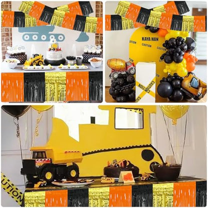 BEISHIDA Gold Orange Black Fringe Garland Banner Wall Tinsel Foil Streamers - color: Gold Orange Black