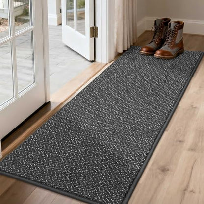 COSY HOMEER Dirt Trapper Door Mat 17"x60" Non Slip Washable Dark Grey - color: Dark Grey, size: 17" x 60"