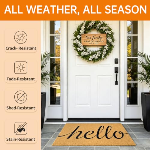 Front Door Mat Outside Non-Slip Welcome Doormat (Hello, 17x29 in) - color: Hello