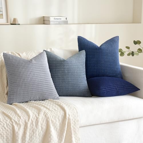 MIULEE Decorative Throw Pillow Covers 18x18 Inch Set of 4 Coastal Blue - color: Luxury Blue, size: 18" x 18" (Pack of 4)