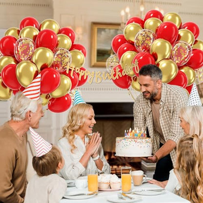 60pcs Red and Gold Balloons 12inch with Confetti Balloons - color: Red Gold