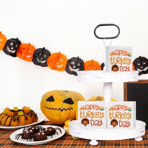Thanksgiving Decorations Home Farmhouse Decor, Fall Autumn Harvest Turkey Wooden Box Sign Kitchen Living Room Office Decor Desk Cubicle Table Bookcase Accessories, Thank You Gifts - color: White 534