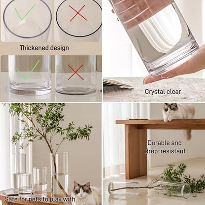 Liotww Shatterproof Acrylic Clear Flower Vase Plastic Cylinder Vases - color: L 3 Clear-d