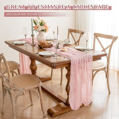 Cheesecloth Table Runner, 10 Ft, Boho Rustic, Dusty Pink, 1 Pcs - color: Dusty Pink