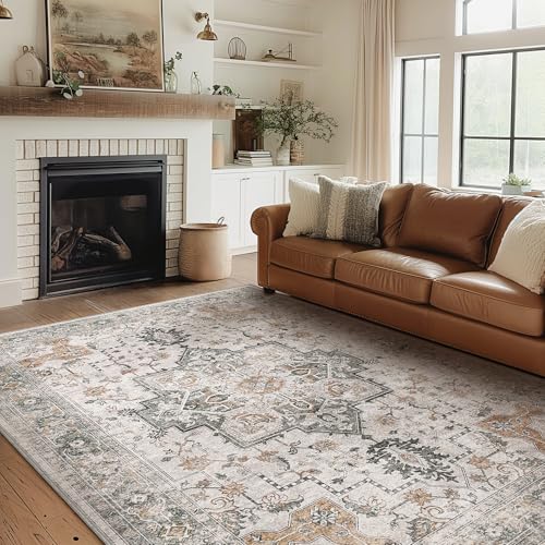 GENIMO 6x9 Washable Area Rugs for Living Room, Non Slip, Light Taupe Brown - color: Light Taupe Brown, size: 6' x 9' (Rectangular)