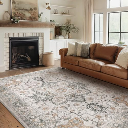 GENIMO 6x9 Washable Area Rugs for Living Room, Non Slip, Light Taupe Brown - color: Light Taupe Brown, size: 6' x 9' (Rectangular)
