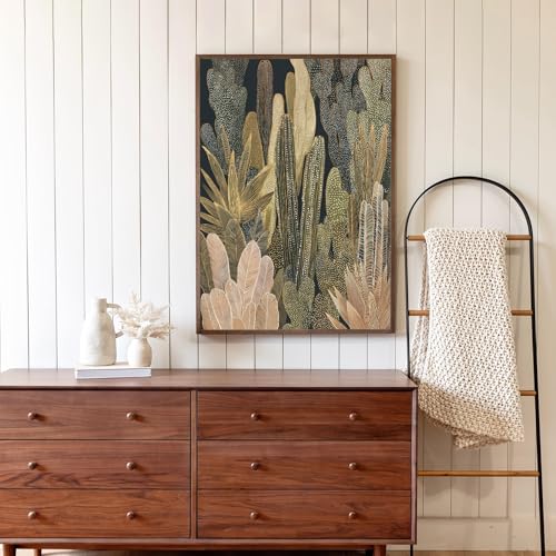 Retro Botanical Wall Art Boho Floral Canvas Wall Art Mexican Cactus Print Abstract Floral Poster Prints Modern Southwestern Green Botanical Artwork for Bedroom Bathroom Home Decor -16" x 24" UNFRAMED - color: Green Botanical