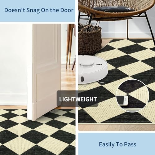GarveeHome 3x5 Checkered Area Rug Non Slip Washable Entryway Bedroom Rug - color: Dark/Coffee, size: 3' x 5' (Rectangular)