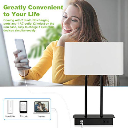 Bedside Touch Control Table Lamp, 3 Way Dimmable Modern Nightstand Lamp - color: White