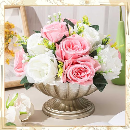 2 Pcs Metal Compote Vase, Floral Centerpiece Bowls, Silver - color: Silver
