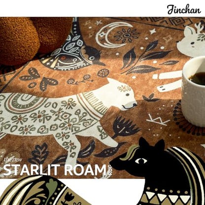 jinchan 2x3 Cute Area Rug Kids Washable Fun Rug Earthy Brown Starlit Boho - color: Starlit Roam Tan, size: 2' x 3' (Rectangular)