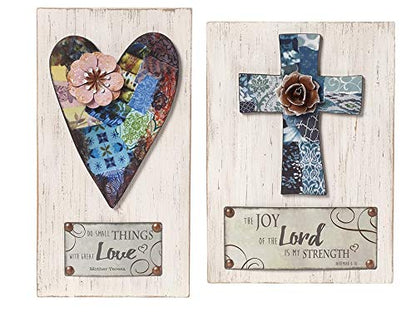 Precious Moments Farmhouse Decor The Joy of The Lord is My Strength Wood/Metal Wall Plaque 189913 - style: 3D Cross Wall Plaque