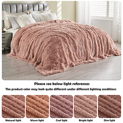 GONAAP Fuzzy Faux Fur Throw Blanket for Couch, Pink, 50"x60" - color: Pink, size: Throw(50"x60")
