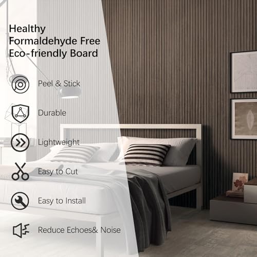 Wood Panels for Wall 2 PCS - Extra-Long Wood Slat Wall Panel - DIY Acoustic & Soundproof Wood Wall Panels - 3d Wall Panels Peel and Stick Noise Reducing Feature Wall - (Black 11.8" W x 94.5" L) - color: Smoked Wood-2 Packs