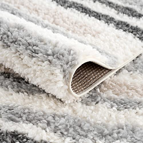 Hauteloom Lux Shag - Moroccan Farmhouse Living Room Shaggy Area Rug - Bohemian Shag Rug - Plush High Pile - Southwestern Boho Soft Carpet - Tribal Aztec - Grey, Off White, Beige - 5'3" x 7'3" - color: Cream, Beige, Gray / Zoya, size: 5'3" x 7'3" (Rectangu