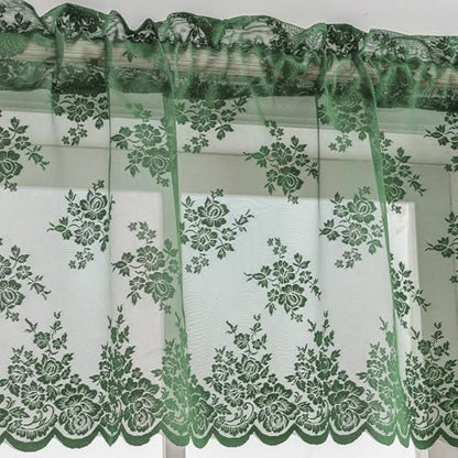 Kotile Emerald Green Sheer Valance for Kitchen Window W52xL18 Inch 1 Panel - color: Embrald Green