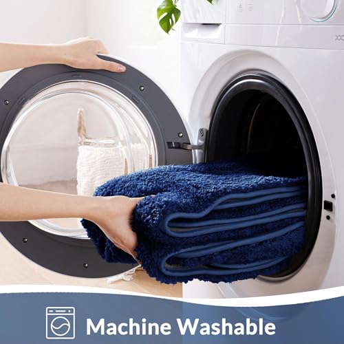 Exclusivo Mezcla Absorbent Toilet Rug U-Shaped, Non-Slip Bath Mat, 20x24 - color: Navy Blue, size: 20"x24"(U Shape)