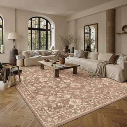 HUGEAR 10x14 Brown Neutral Area Rugs Washable Rug Carpet - color: Brown, size: 10' x 14' (Rectangular)