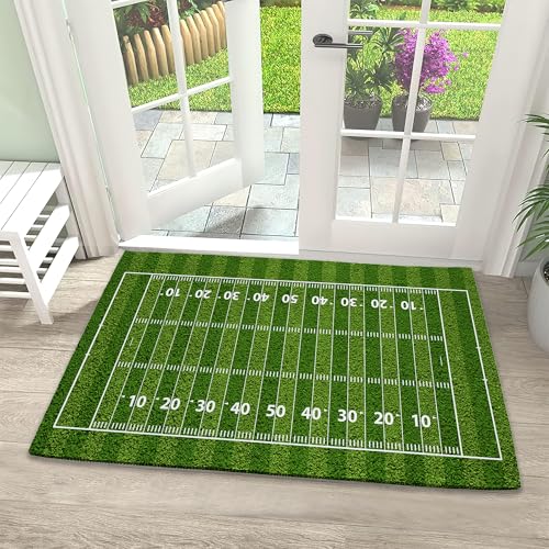 Front Door Mat, American Football Field Indoor Outdoor Entrance, Welcome Mats, Non-Slip Door Mats, Low Profile Front Door Mat,Entryway Mat for Porch Patio 17''x30'' - color: American Football Field