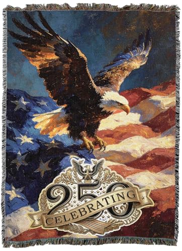 Pure Country Weavers Eagle 250 Blanket - Gift America 250th Anniversary Tapestry Throw Woven from Cotton - Made in The USA (60x80) - color: Eagle 250, size: 60x80