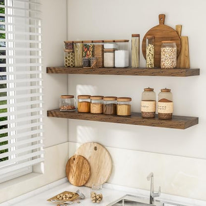 RICHFOCUS Long Floating Shelves for Wall 2Pack|Rustic Brown|48" Lx8 D - color: Rustic Brown, size: 47.2"L x 8"D, Set of 2