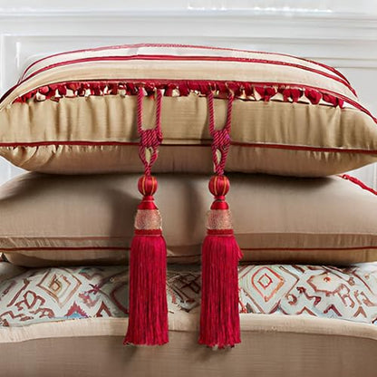 Paired Lantern Single Hanging Ball Tassels Curtains Buckle Sling Binding Lantern Tiebacks Handcrafted Braided Buckle Drapery Curtain Holdbacks Window Treatments for Home - color: Burgundy, size: 10 inches