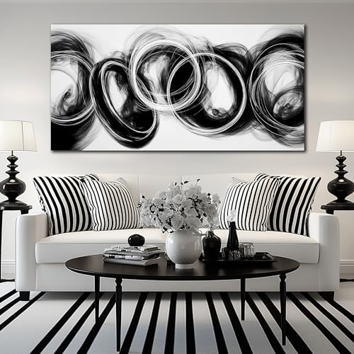 MXUNYZ Black and White Abstract Canvas Wall Art 58x29 Inch - color: Black, size: 58"L x 29"W