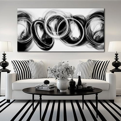 MXUNYZ Black and White Abstract Canvas Wall Art 58x29 Inch - color: Black, size: 58"L x 29"W