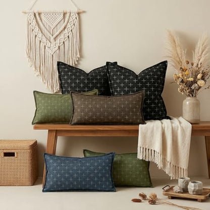 AVOIN colorlife Black Flange Edge Throw Pillow Covers 26x26 Inch 2PC - color: Black, size: 26" x 26" (Pack of 2)