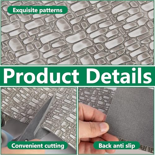 4 Pcs Christmas Village Cobblestone Road, Christmas Villages Accessories - color: 39"x 3.5"-grey Cobblestone