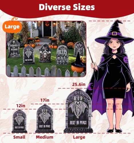 25.6" Halloween Tombstones Outdoor Graveyard Decorations,5-Pack - size: 25.6INCH