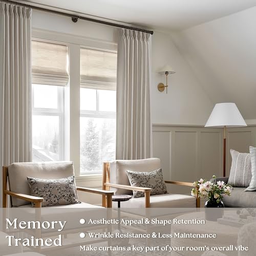 Burlywood Birch Pinch Pleated Thick Linen Curtains 112 Inches Long - color: Burlywood Birch, size: 40"W x 112"L (Pack of 2)