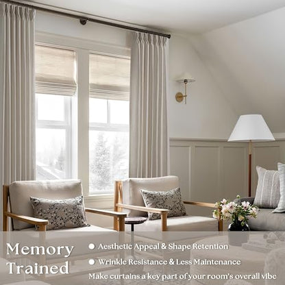 Burlywood Birch Pinch Pleated Thick Linen Curtains 112 Inches Long - color: Burlywood Birch, size: 40"W x 112"L (Pack of 2)