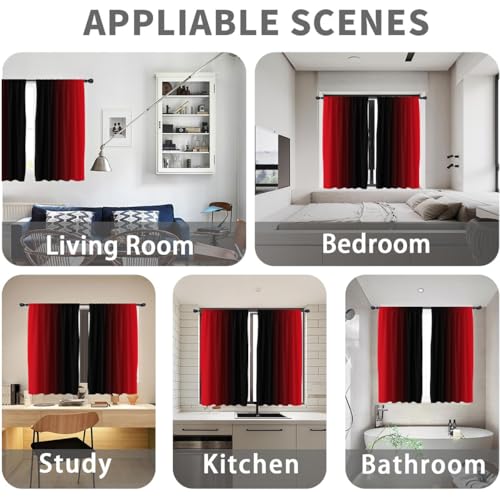 Red Black Curtains, Ombre, 2 Panels, 42" W x 63" L, Rod Pocket - color: New Red, size: 42"W x 63"L (Pack of 2)