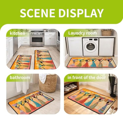 Classic Kitchen Mats for Floor, 2-Piece Non-Slip Kitchen Rugs - color: Exotic Art