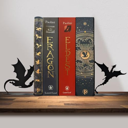 Metal Dragon Bookends Fantasy Book Holder Cool Dragon Book Ends Decorative - color: Black