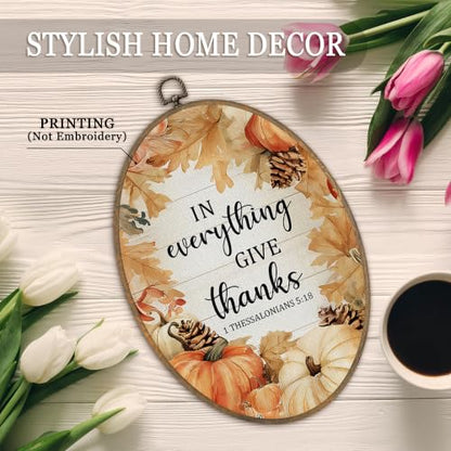 SHQIEUDH Christian Fall Pumpkin Thanksgiving Oval Wall Art 8.6x11.4In - color: fall-01
