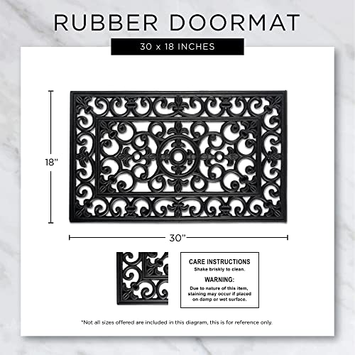 DII High Traffic All-Weather Rubber Doormat, 18x30, Sun Scroll - color: Sun Scroll, size: 1'6" x 2'6" (Rectangular)