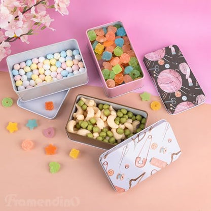Framendino, 5 Pack Mini Tinplate Tin Boxes Trinket Jewelry Coin Containers for Jewelry Storage Case (Random Color) - color: Sewing