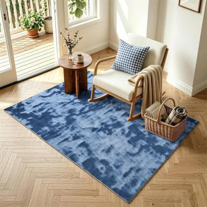 3x5 Tie-dye Dark Teal Area Rug Washable Non-Slip Soft for Bedroom Kitchen - color: 20 Tie-dye Dark Teal, size: 3' x 5' (Rectangular)
