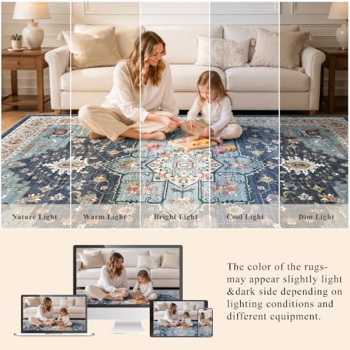 3x16 Washable Kitchen Runners: Non Slip Runner Rugs with Rubber Backing - color: Blue/Teal/Orange, size: 3' x 16' (Rectangular)