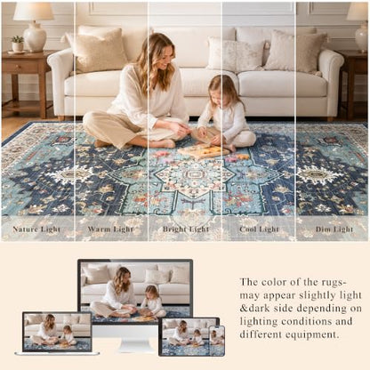 3x16 Washable Kitchen Runners: Non Slip Runner Rugs with Rubber Backing - color: Blue/Teal/Orange, size: 3' x 16' (Rectangular)