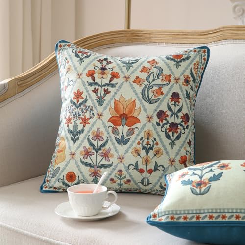 ISAENNE Designer Square Throw Pillow Cover,Set of 2,18"x18" - color: Floralsea a, size: 18" x 18" (Pack of 2)