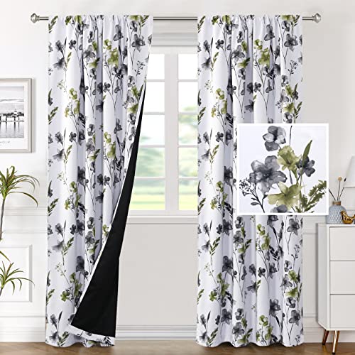 H.VERSAILTEX 100% Blackout Curtains 84 Inches for Bedroom, Grey/Olive - color: Grey/Olive, size: 52"W x 84"L (Pack of 2)