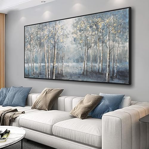 Dark color system Trees Canvas Wall Art Decor Modern Framed Wall Decorations Large Home Decor Wall Art Prints Forest Landscape 24"×48" Pictures for Room Wall Bedroom Office Decor - color: Gray, size: 48"L x 24"W