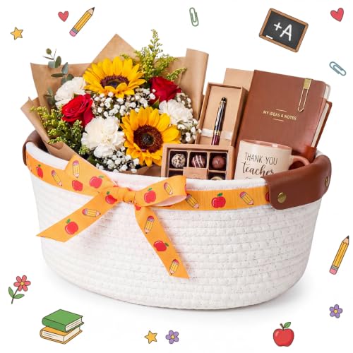 Havawish 1 Pack Thanksgiving Teacher Basket, DIY Empty Gift Basket, Apple - style: Apple