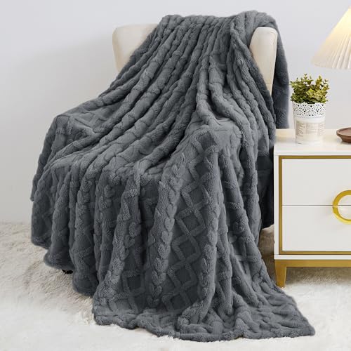 Aganear Fleece Throw Blanket for Couch Sofa 60"x80" Grey - color: Gray, size: Twin(60×80in)