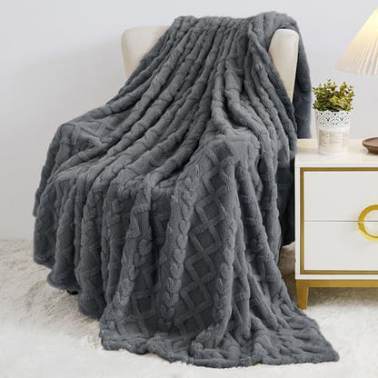 Aganear Fleece Throw Blanket for Couch Sofa 60"x80" Grey - color: Gray, size: Twin(60×80in)