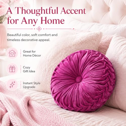 Drydiet 1 Pcs Round Throw Velvet Pillow (Magenta Pink, 15'') - color: Magenta Pink, size: 15''