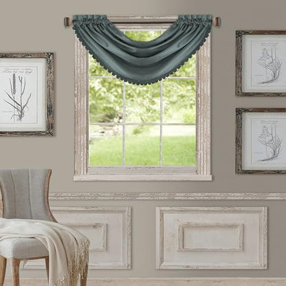 All Seasons Waterfall Window Valance, Dusty Blue - 52" W x 36" L - color: Dusty Blue